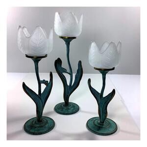 Vintage design studio trio Tulip candleholder set,